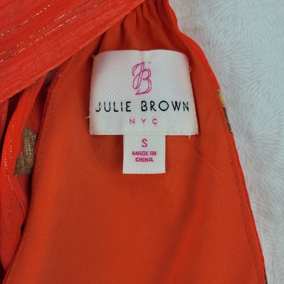 JB Julie Brown orange high neck sleeveless blouse back bow star motif feminine S - Picture 5 of 8